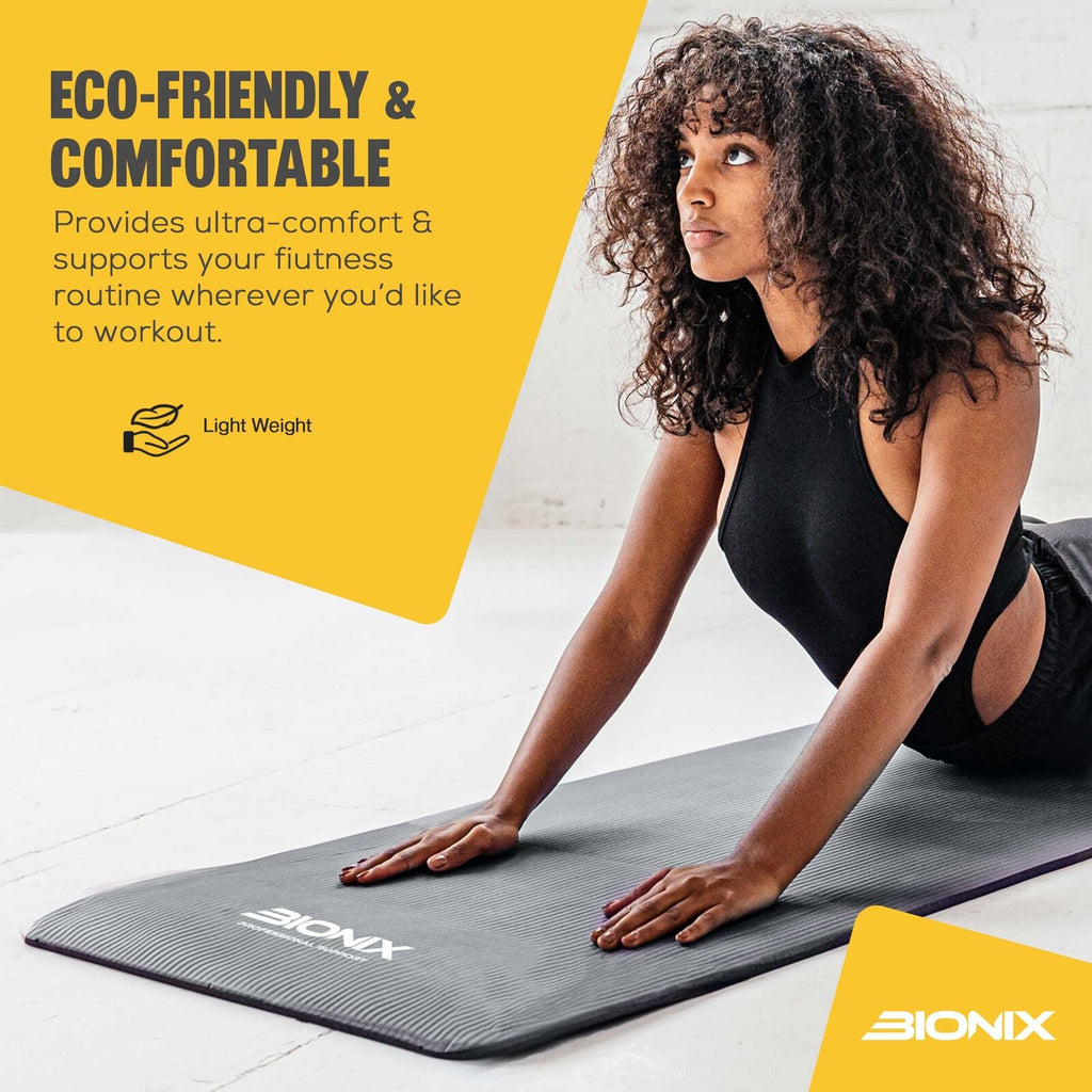 Yoga Mat Thick 10Mm Non Slip Gym Exercise Fitness Pilates Carry Strap NBR 183X62