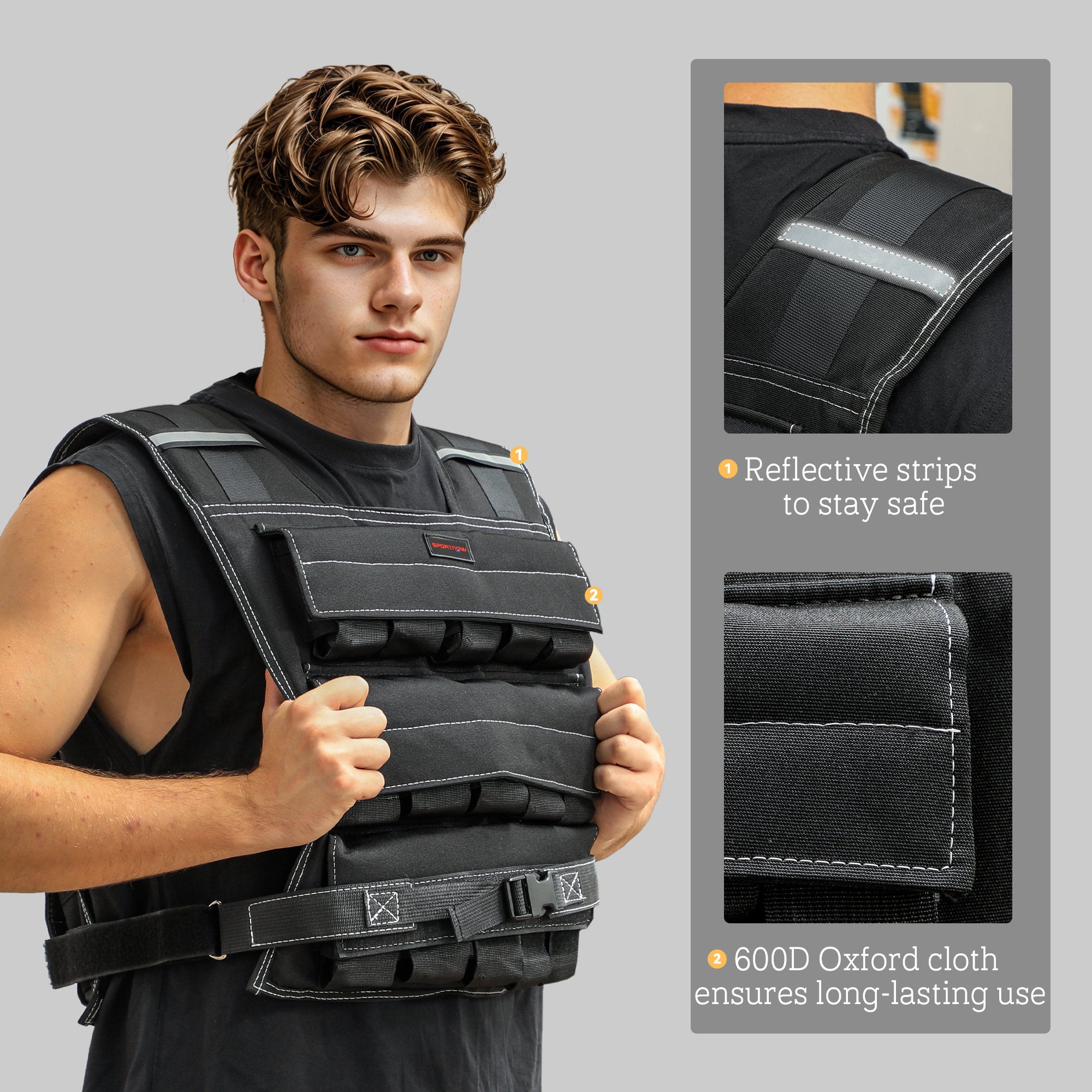 Adjustable Weighted Vest with Metal Weights, Running Weight Vest