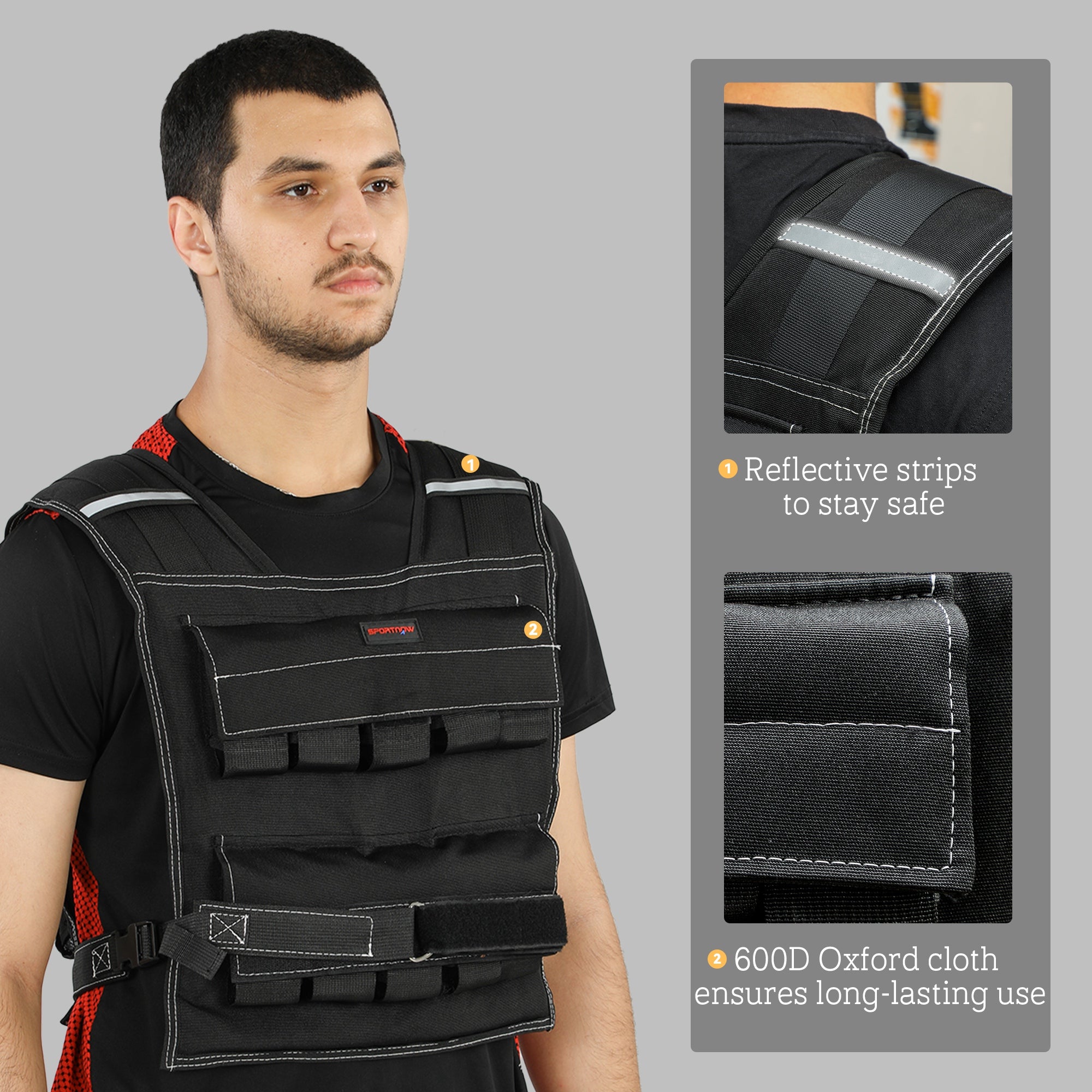 Adjustable Weighted Vest with Metal Weights, Running Weight Vest