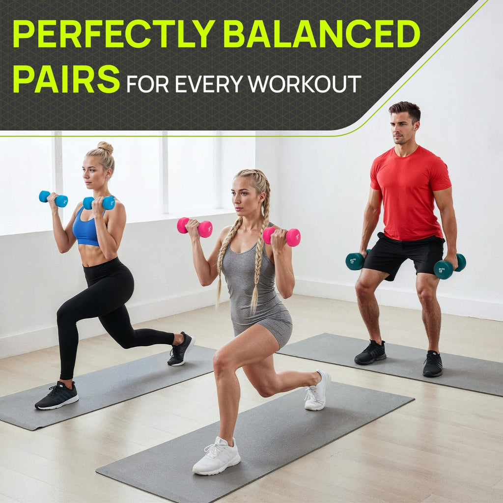 Neoprene Dumbbells Hand Weights Pair Exercise Iron Set Home Gym Fitness Aerobic