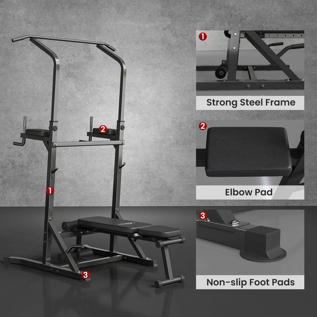 Power Tower Weight Bench Dip Stands Multifunction Pull-Ups Home Gym Fitness