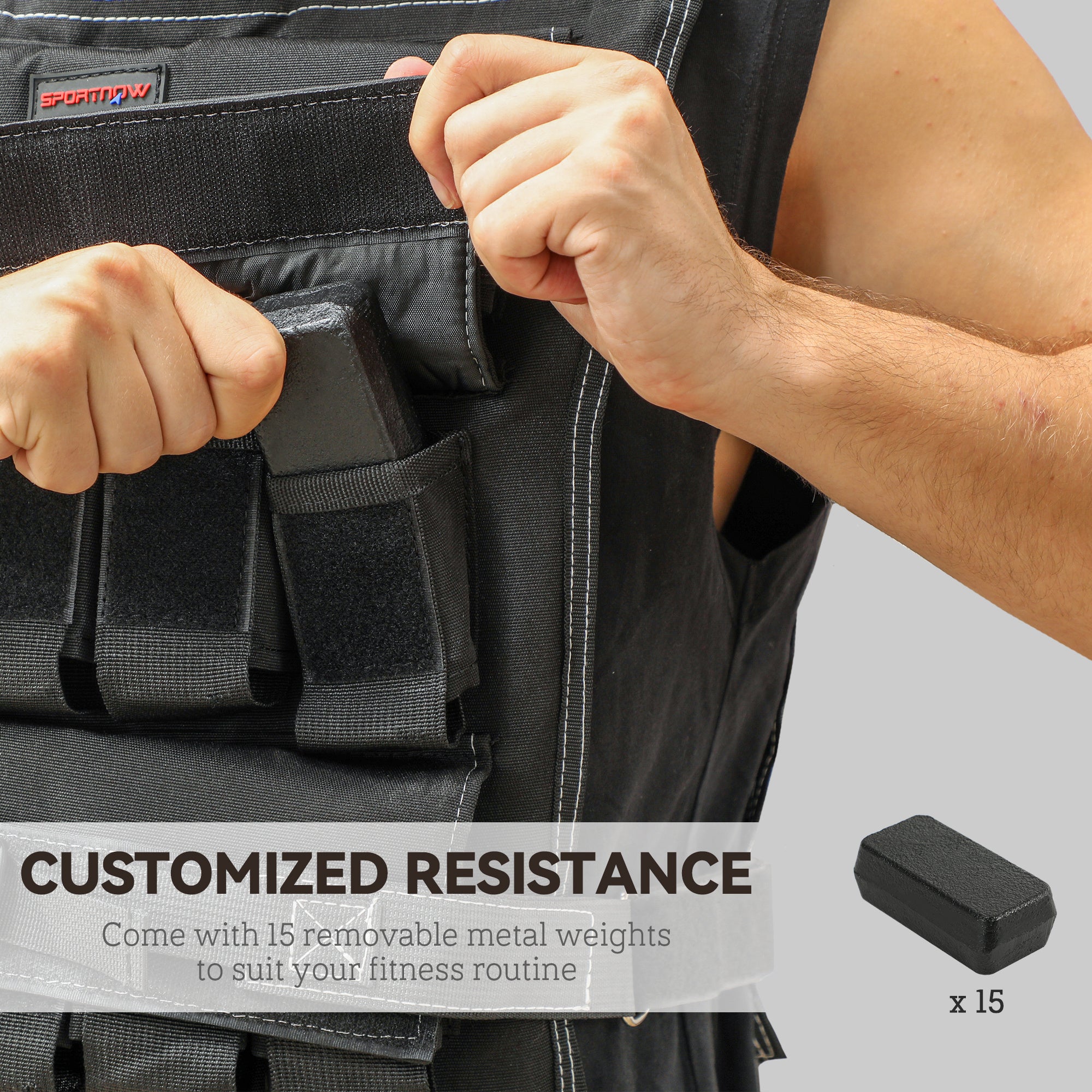 Adjustable Weighted Vest with Metal Weights, Running Weight Vest